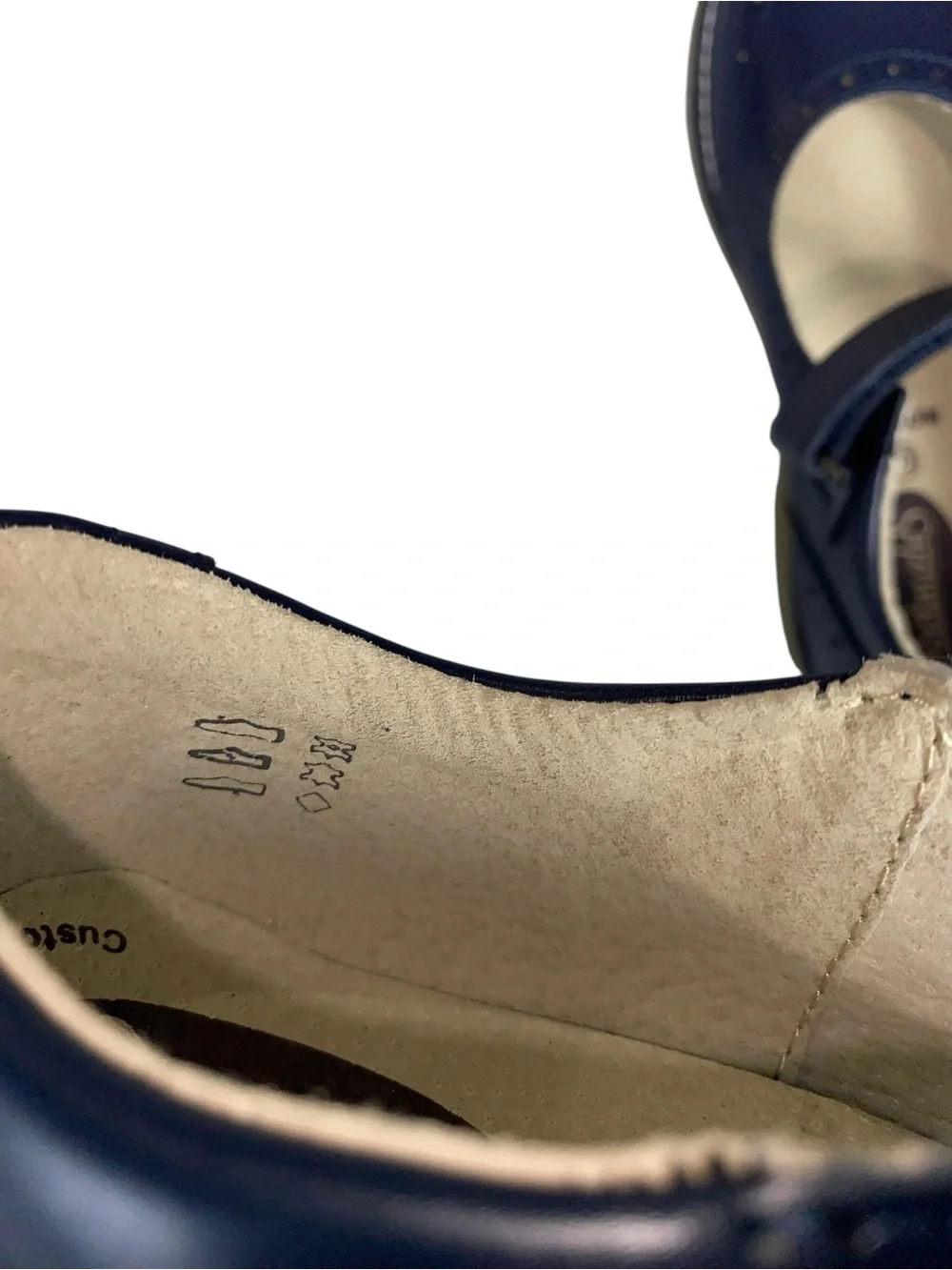 FootMates Lydia 2701 Mary Jane Girls Navy Size 3 Brogue Design Adjustable *NWOT